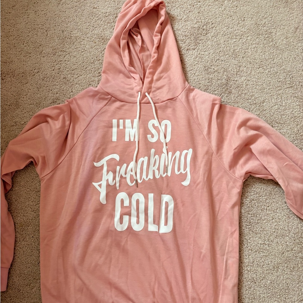 Pink Hoodie with White Text